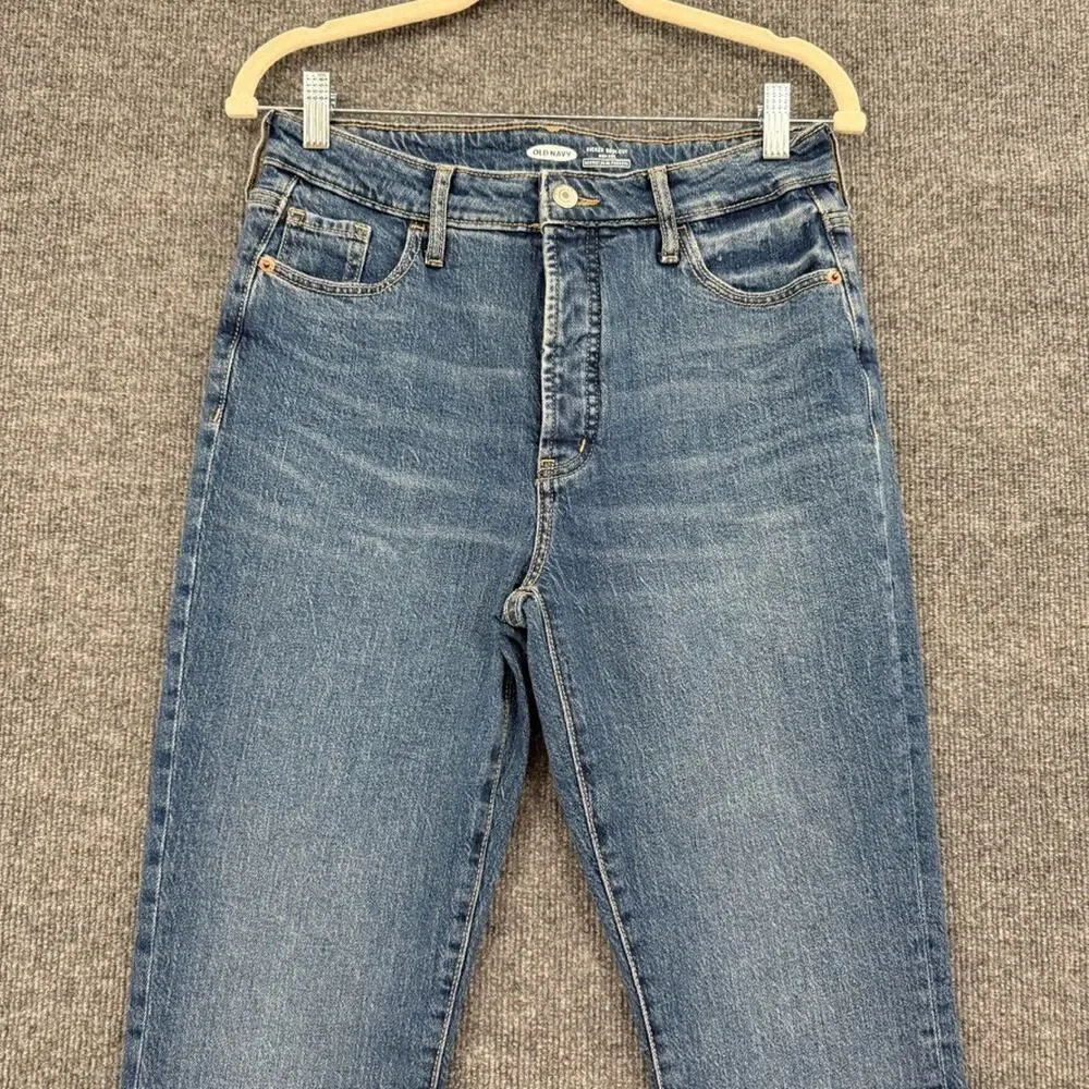 Old Navy Kicker Boot Cut High Rise Jeans Womens 4 Button Fly Medium Wash Stretch - Picture 2 of 12